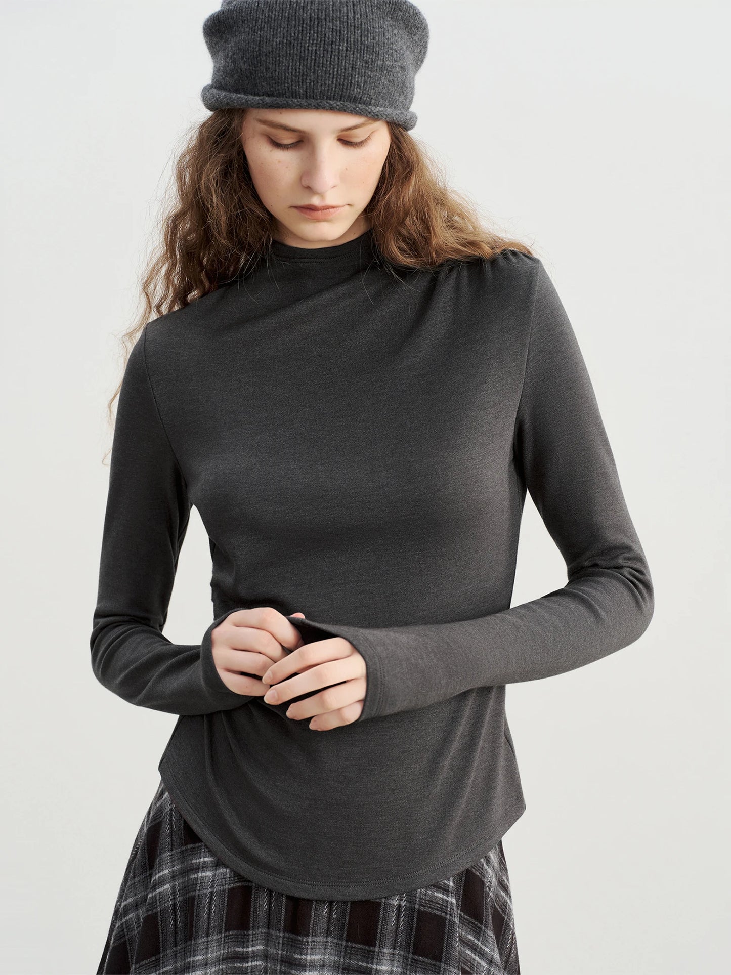 Ivory Ruched Long Sleeve Top