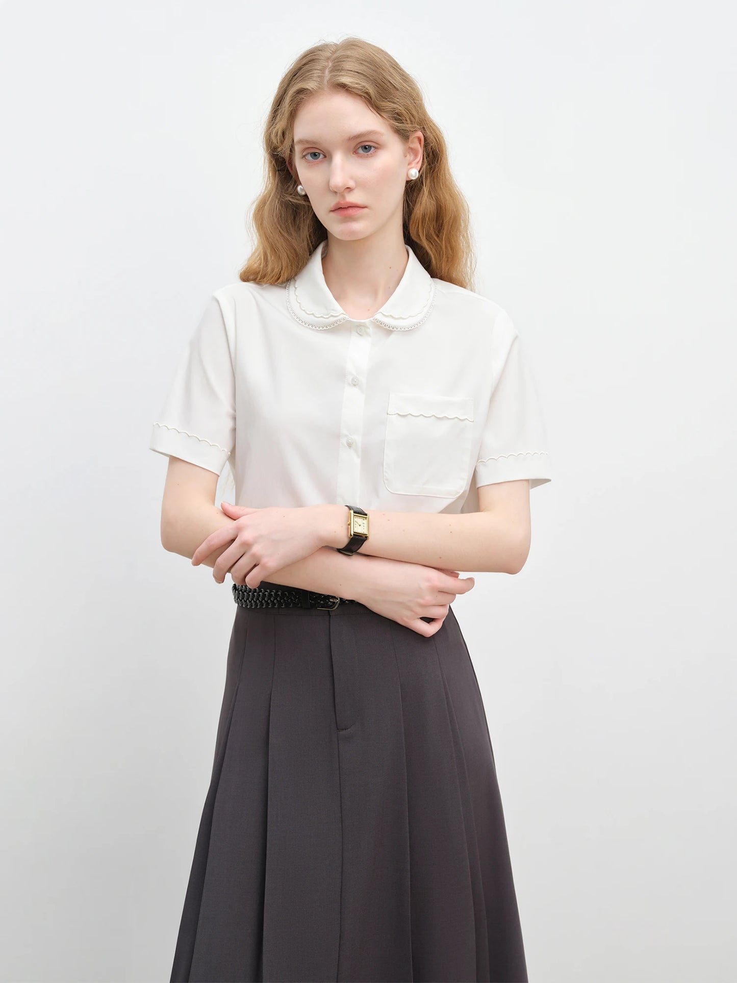 White Short Sleeve Button Shirt