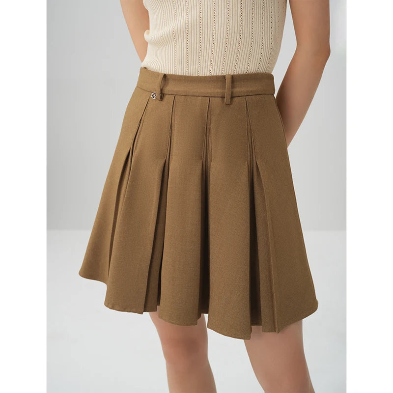 Structured Pleated Mini Skirt