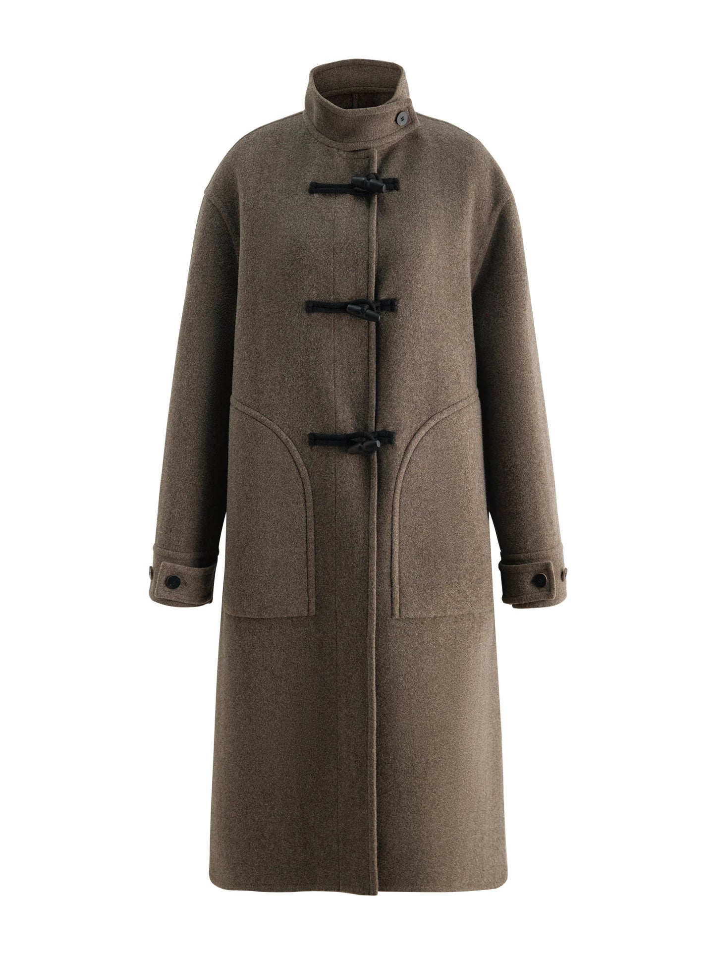 Camel Horn Button Stand Coat