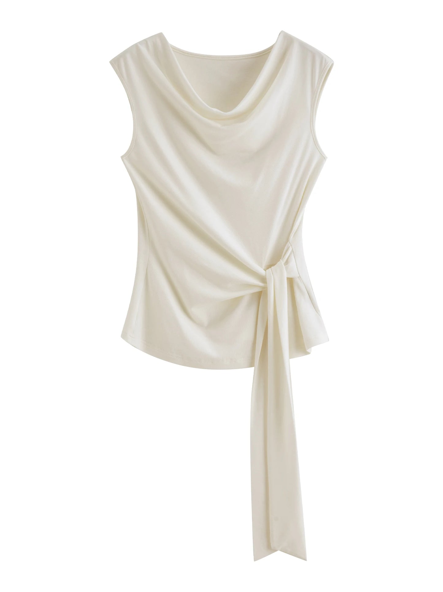Rust Draped Neck Sleeveless Top