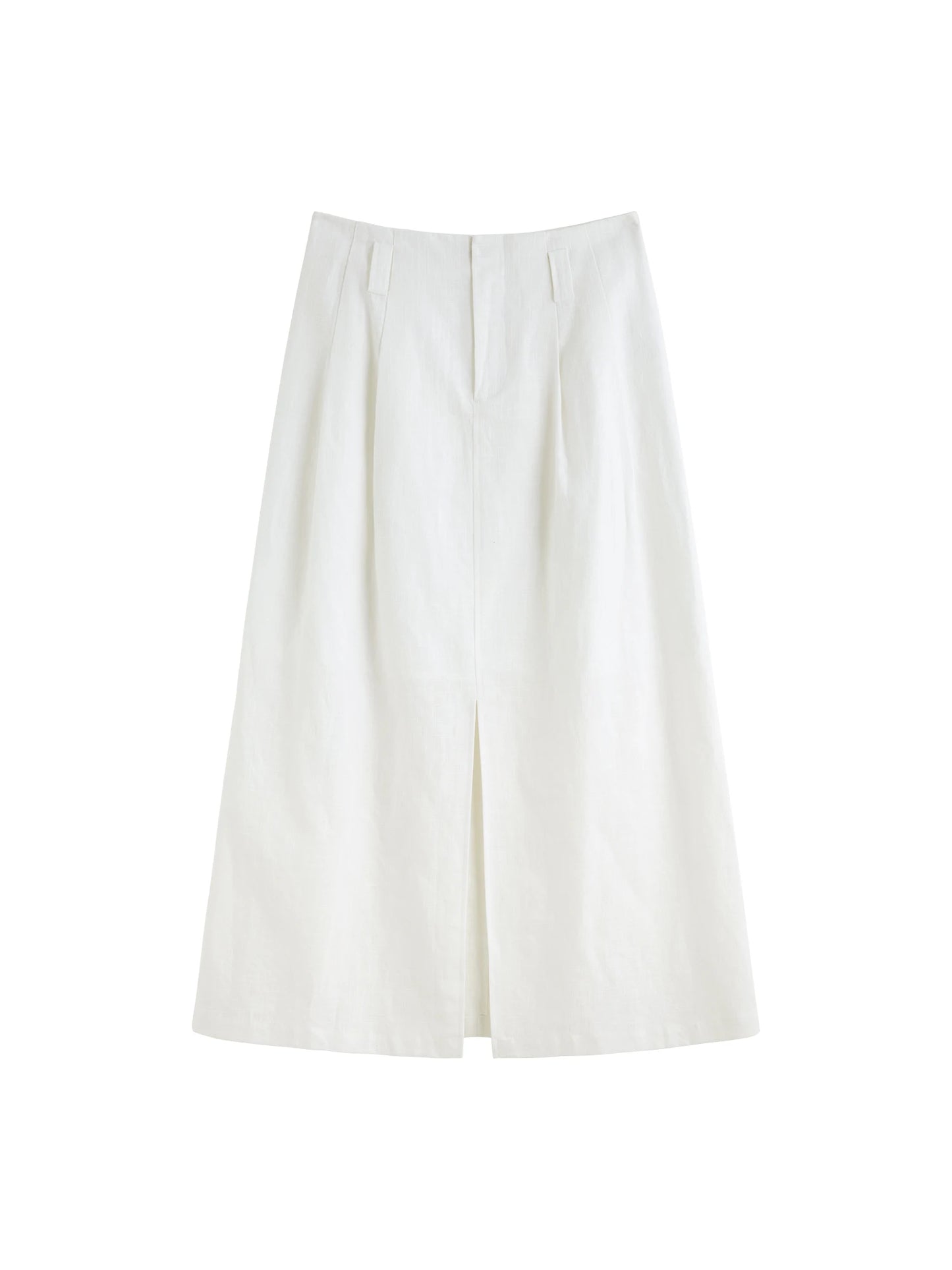 Linen A-Line Vent Hem Midi Skirt