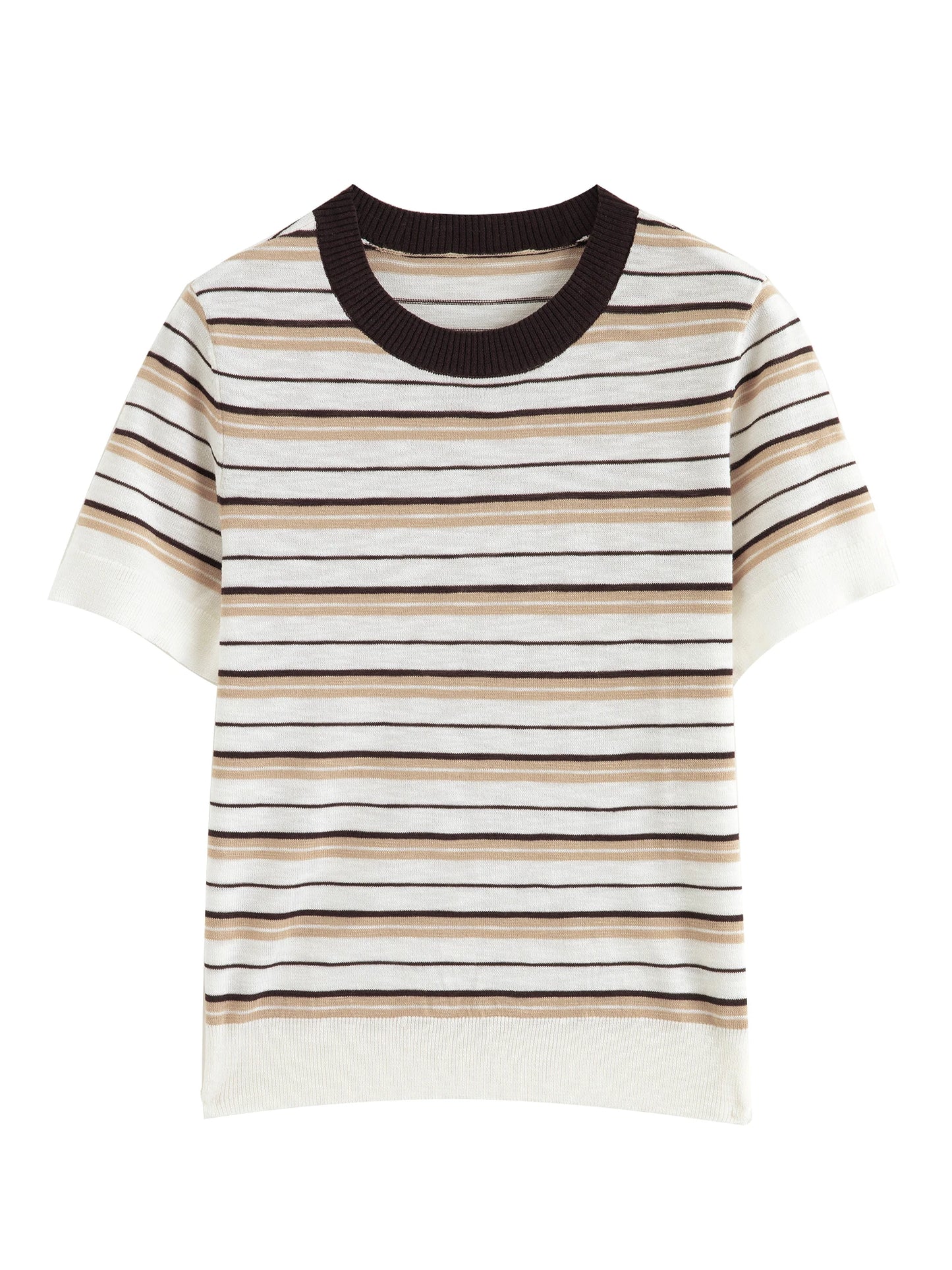 Striped Short Sleeve Knit Top