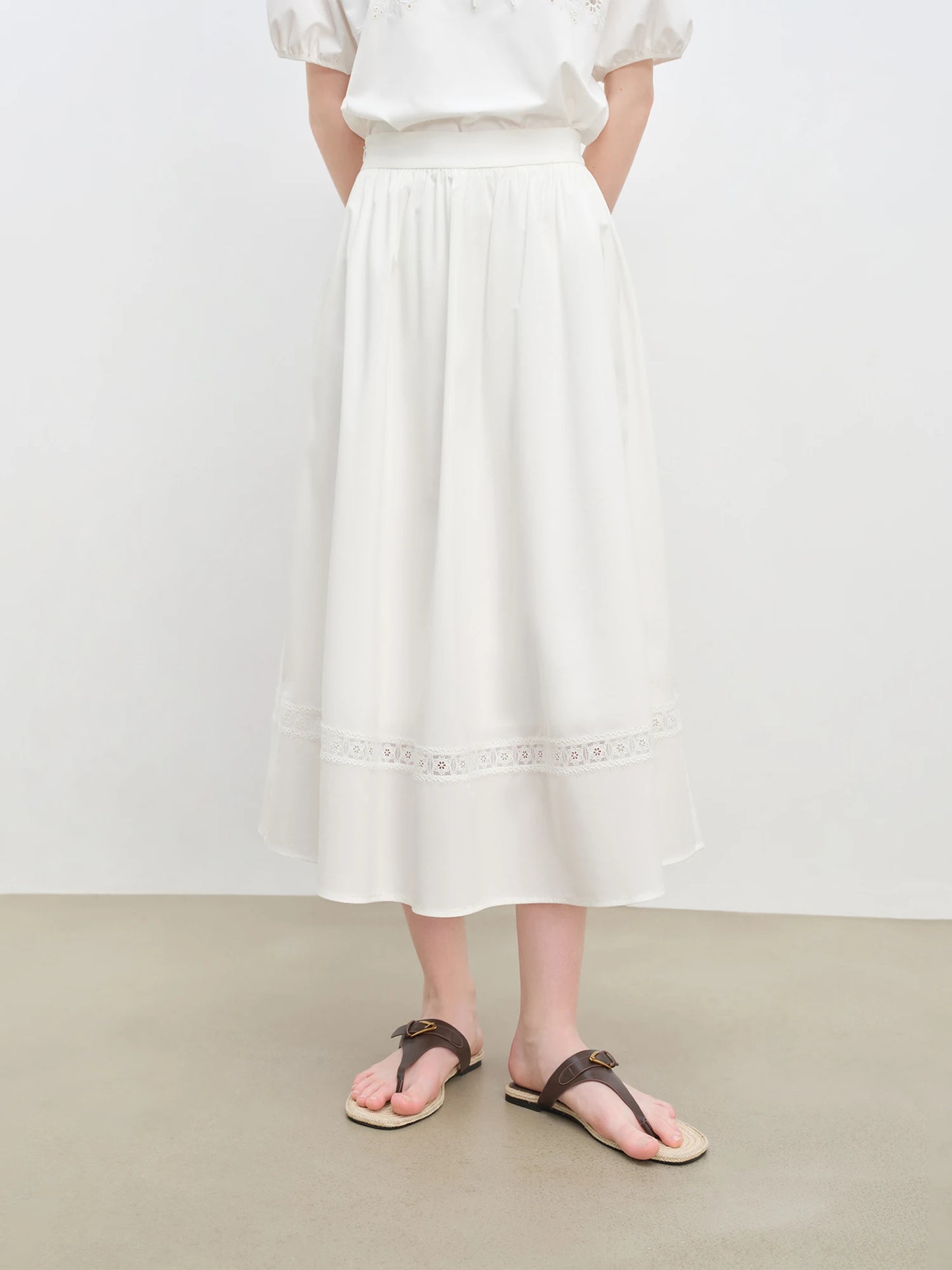 White Embroidered Blouse Skirt Set