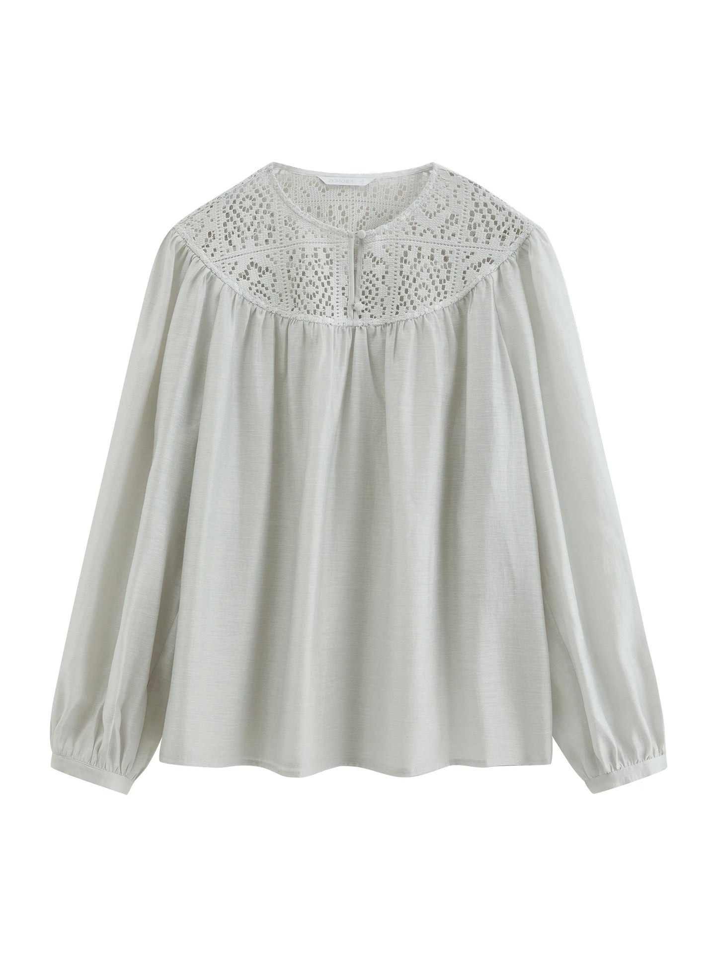 Ivory Openwork Panel Blouse