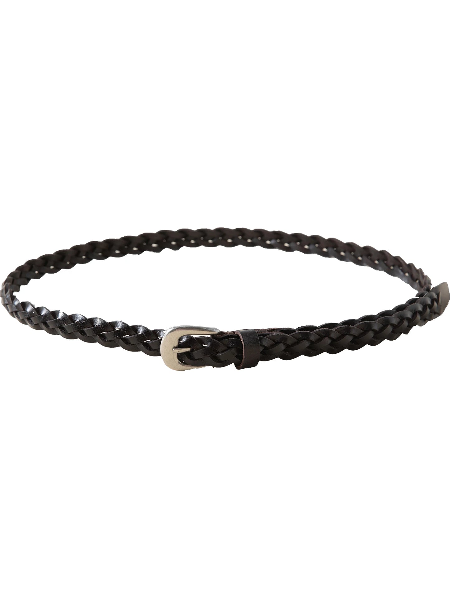 Braided Leather Buckle Belt