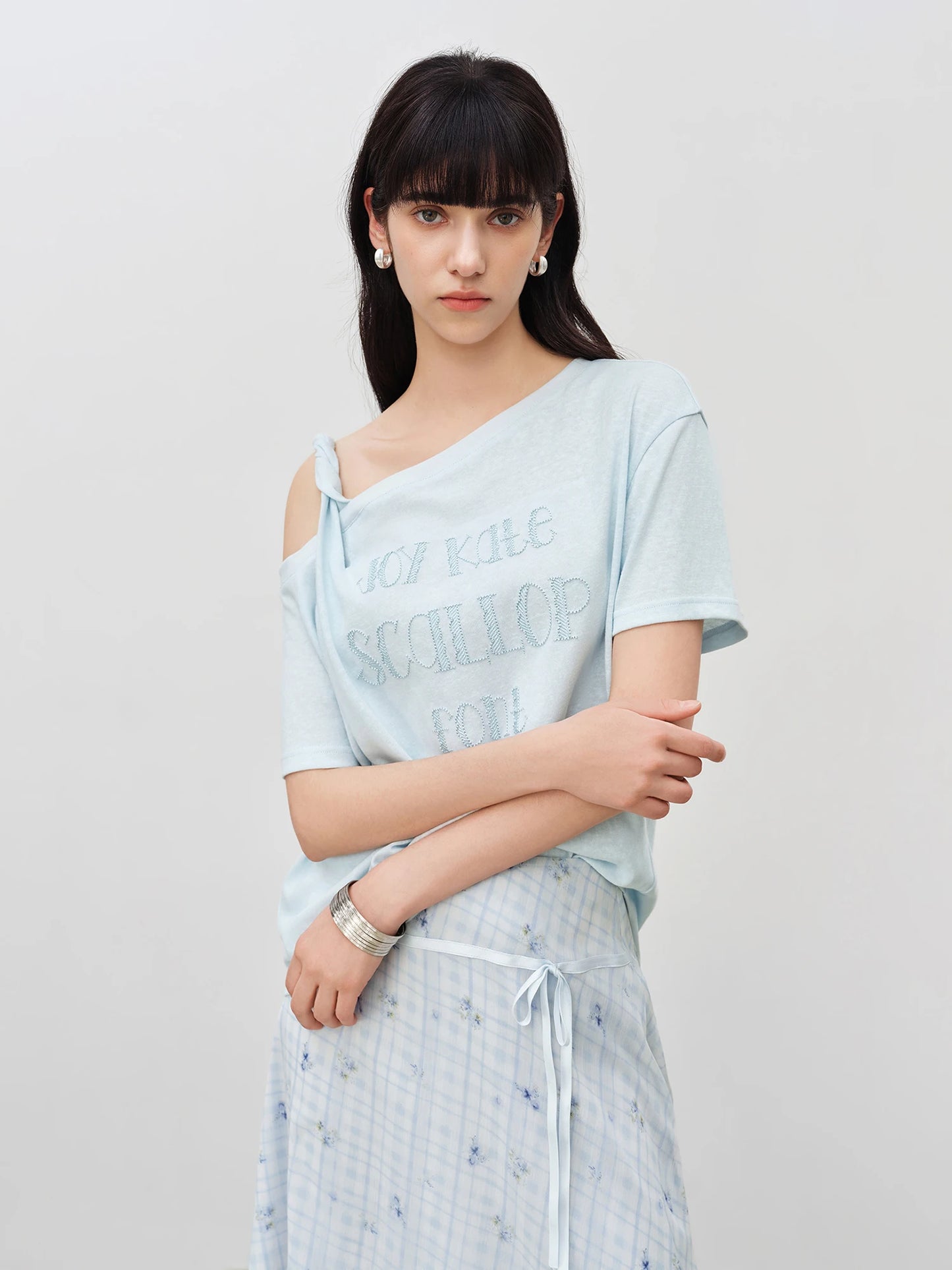 Pale Blue Knotted Graphic Tee
