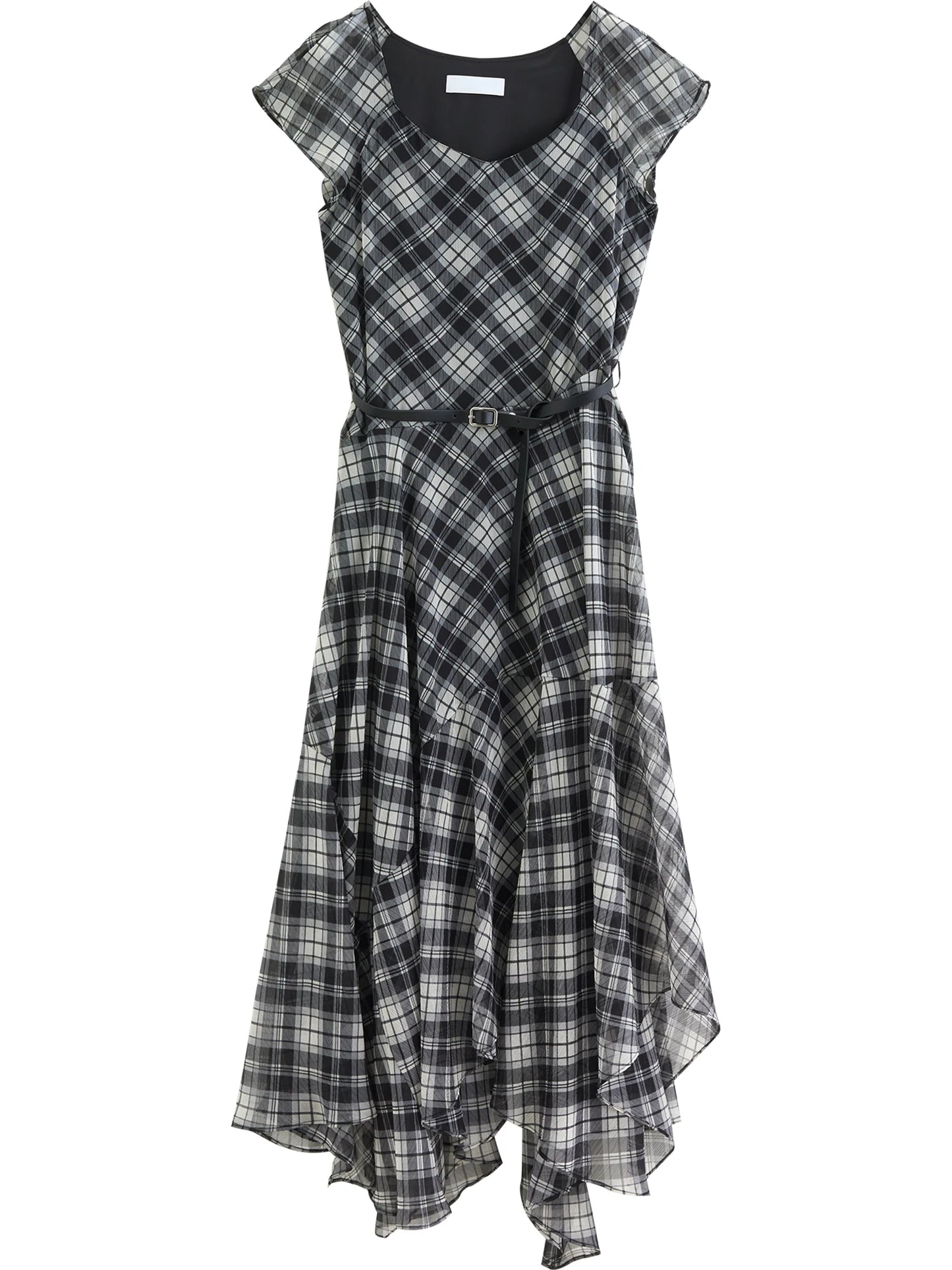 Black Plaid Fit Flare Dress