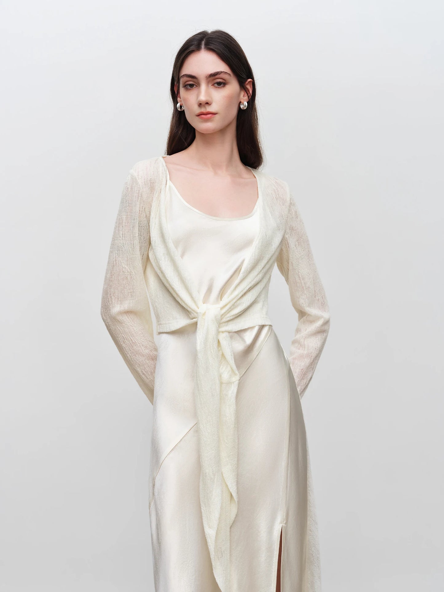 Pale Blue Tie Front Cardigan