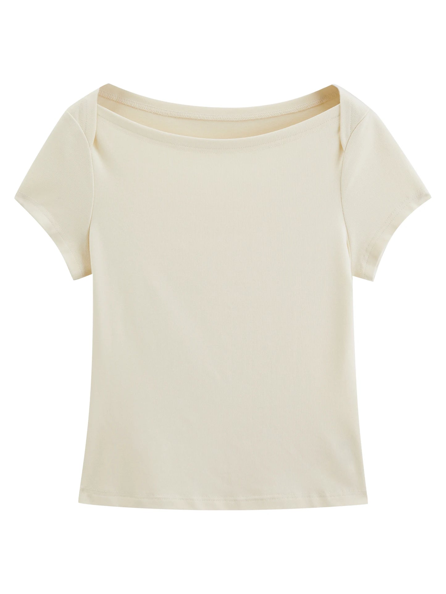 Gray Wide Neck Slim Tee