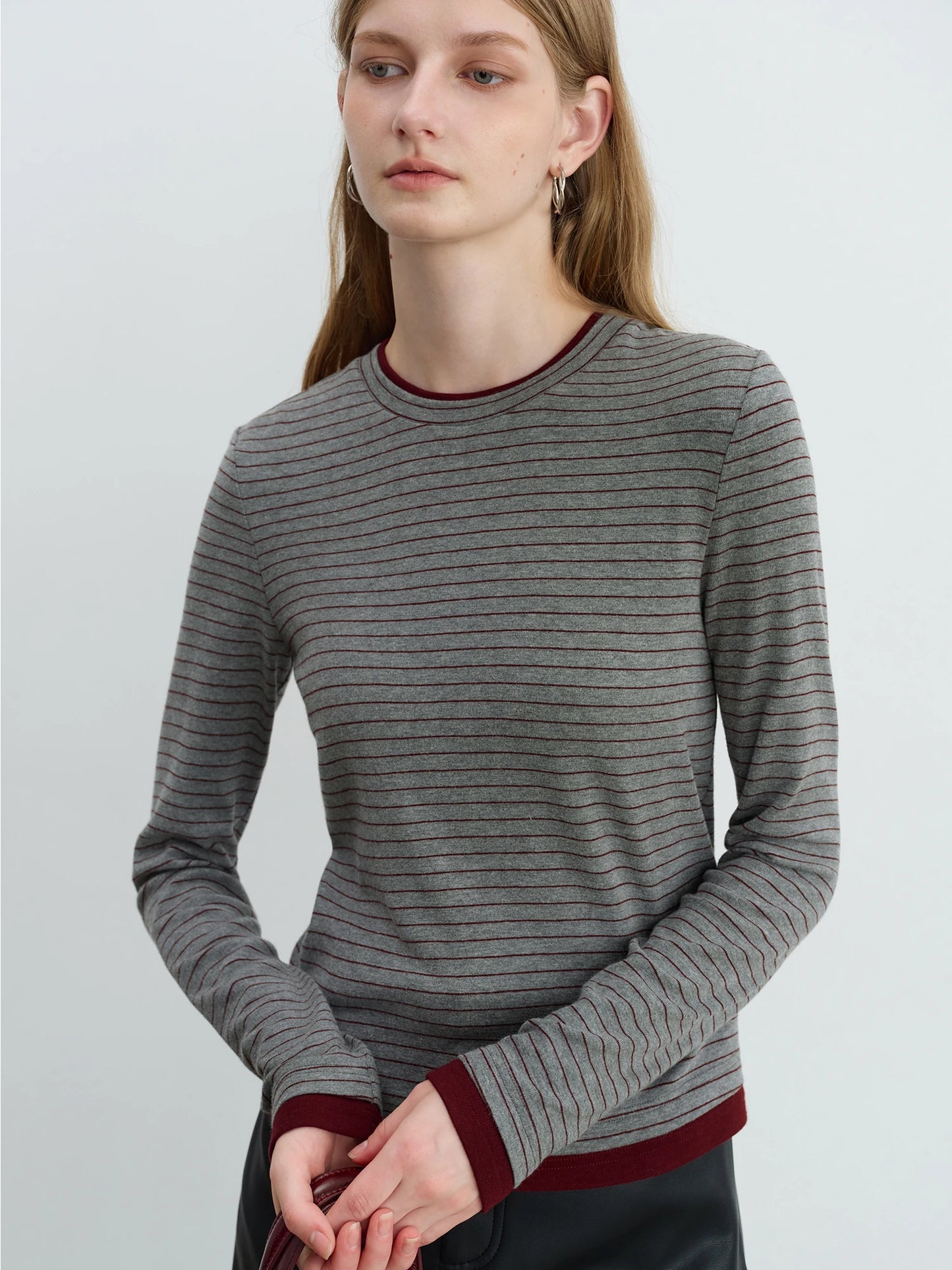 Black White Striped Long Sleeve Tee