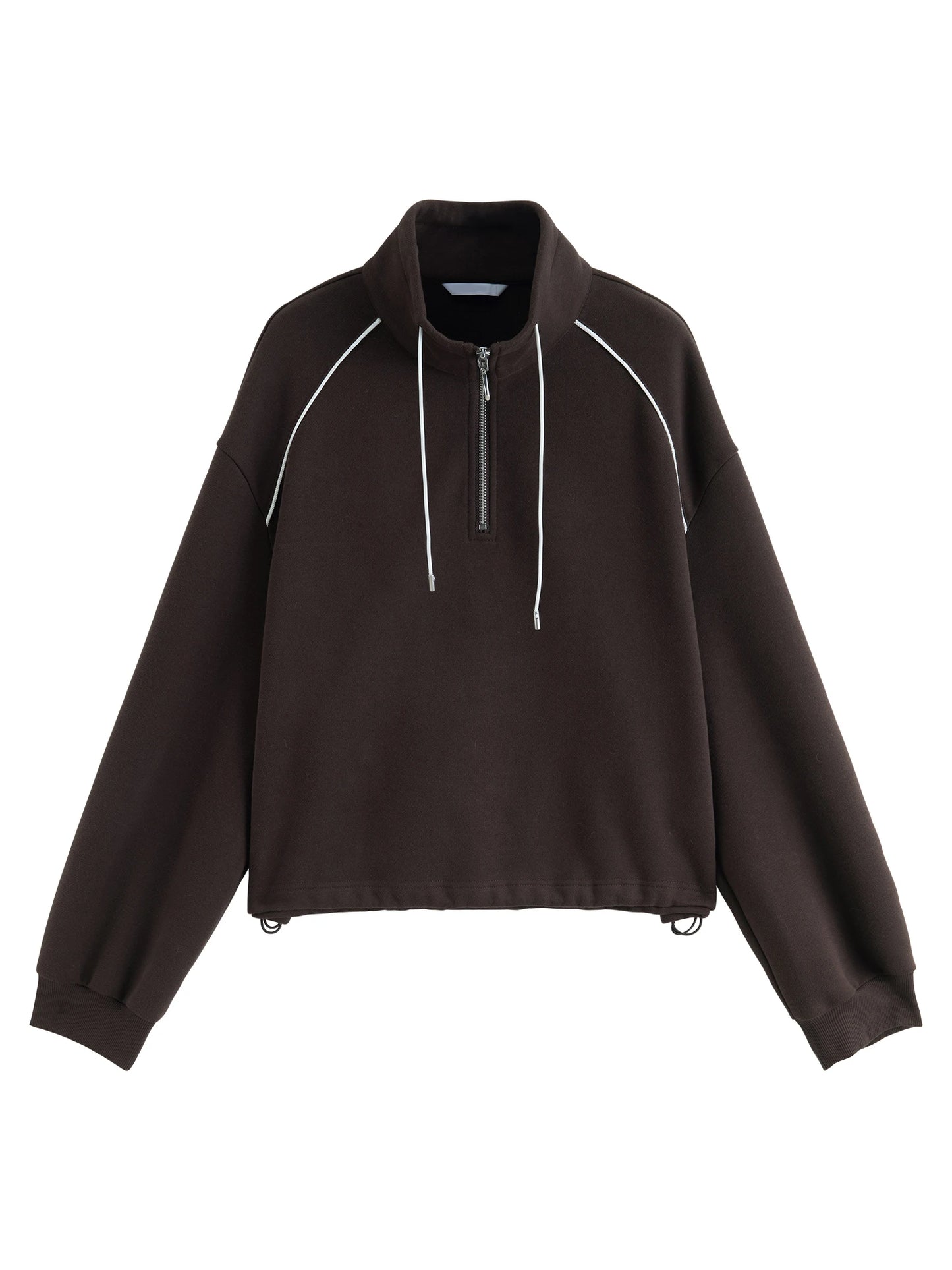 Espresso Half Zip Drawstring Sweatshirt
