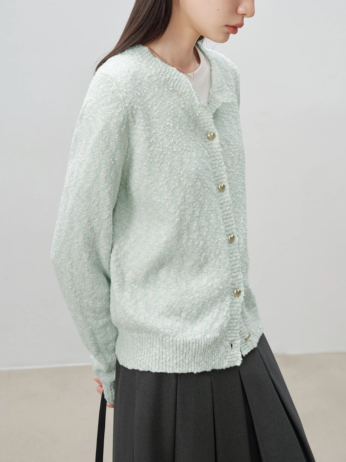 Grey Button Front Knit Cardigan