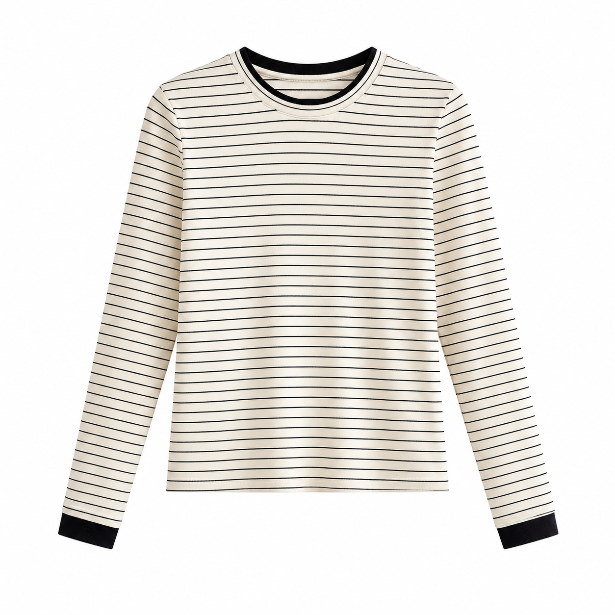 Black White Striped Long Sleeve Tee
