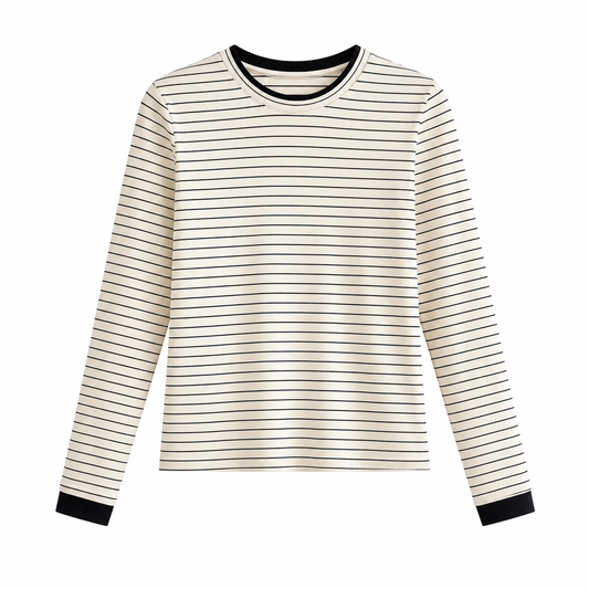 Black White Striped Long Sleeve Tee
