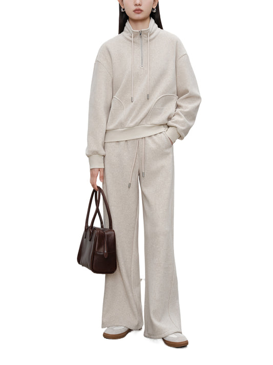 Stand Collar Sweatshirt Pants Set