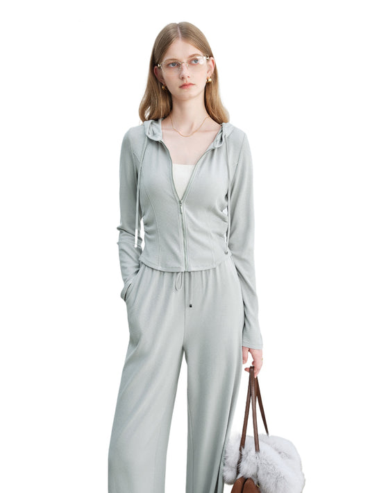 Hooded Sweatshirt Wide Leg Set