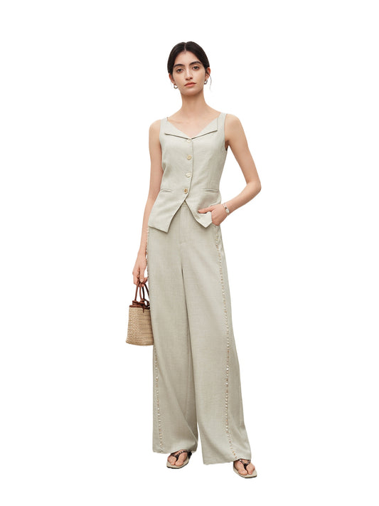 Shell Trim Vest Pants Set