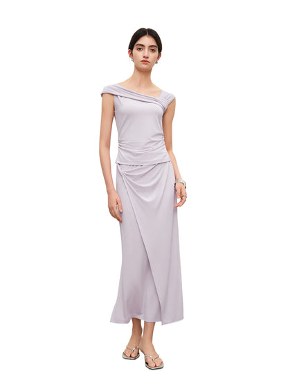 Asymmetric Knit Pencil Skirt Set