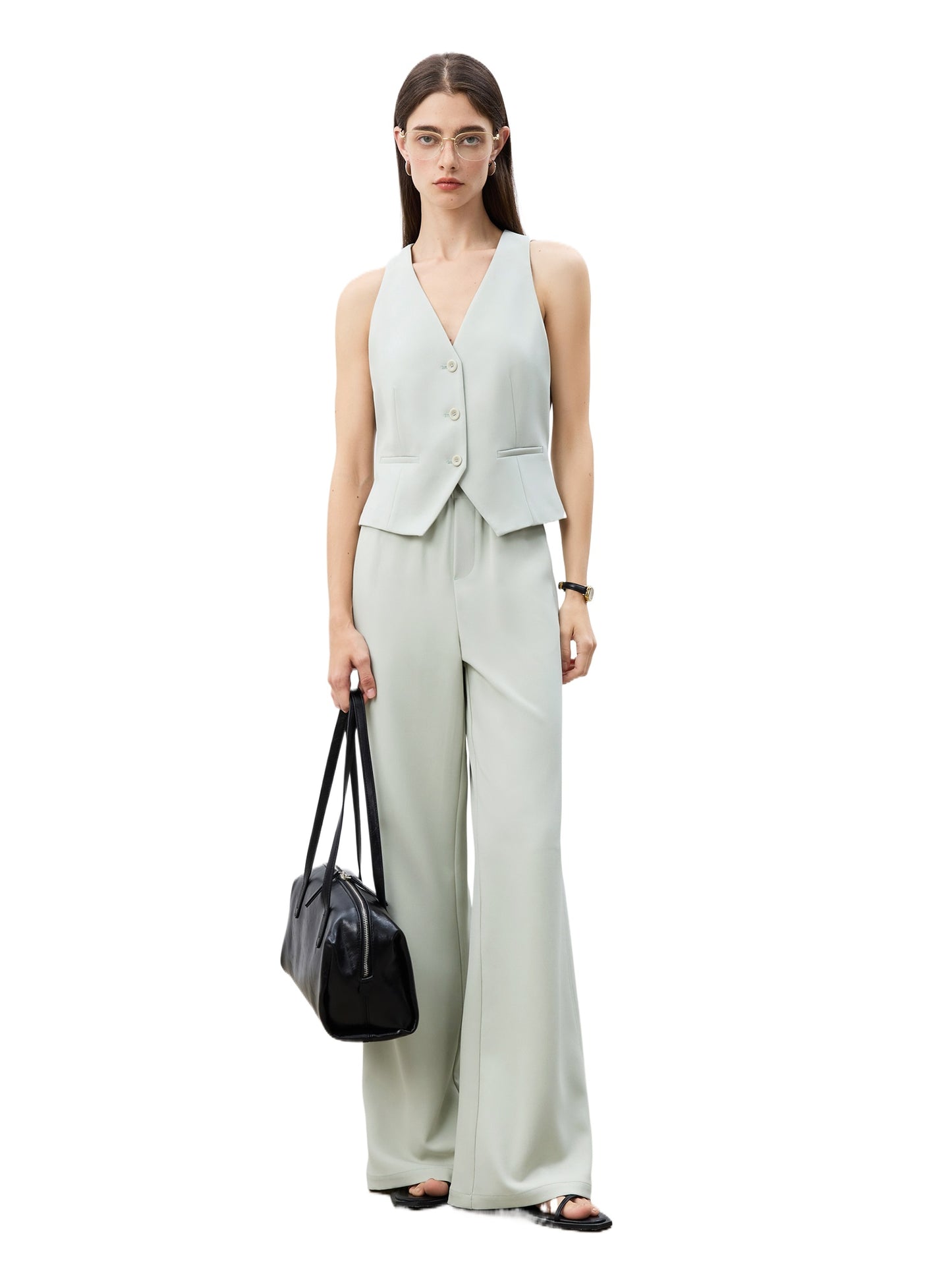 Sleeveless Vest Wide Leg Set