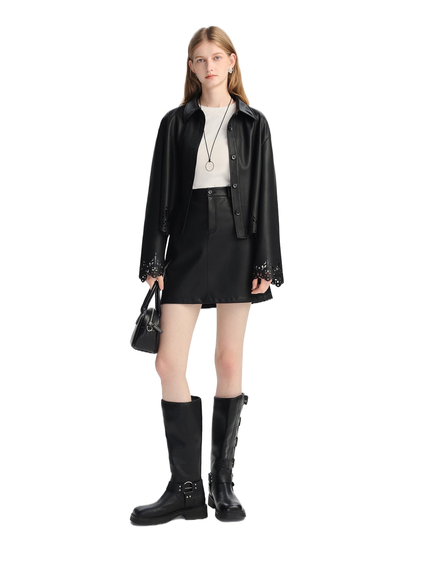 Textured Jacket Mini Skirt Set