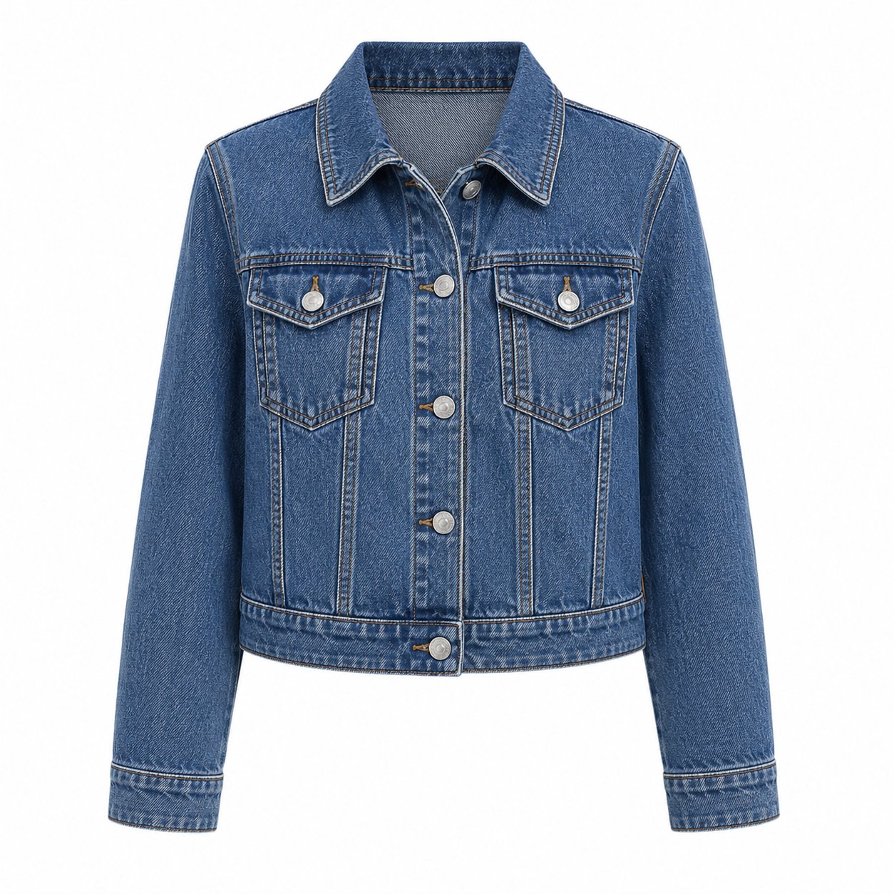 Blue Cropped Denim Jacket