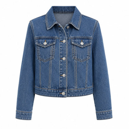 Blue Cropped Denim Jacket