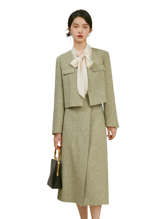 Cropped Blazer Long Skirt Set