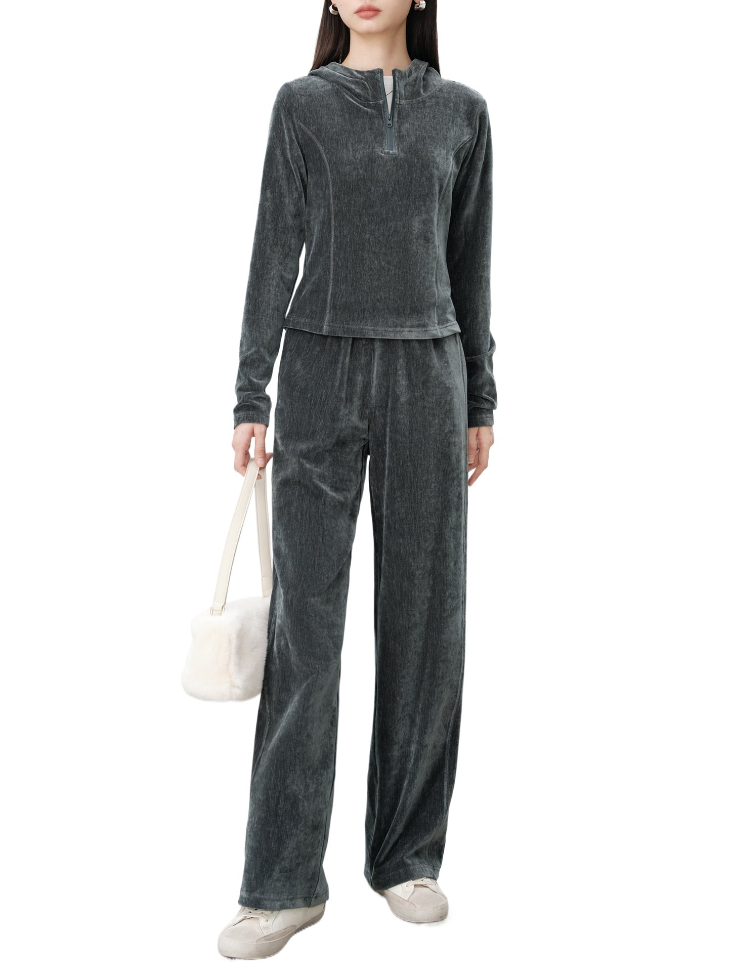 Velour Zip Hoodie Lounge Set