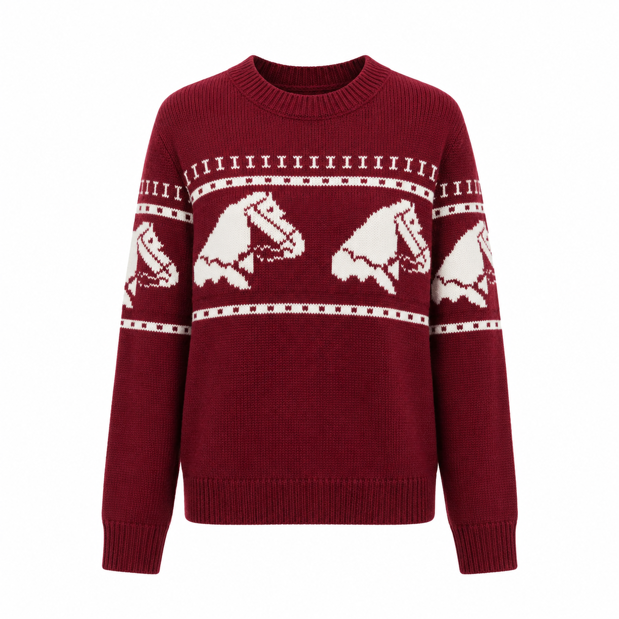 Red Horse Jacquard Crew Sweater