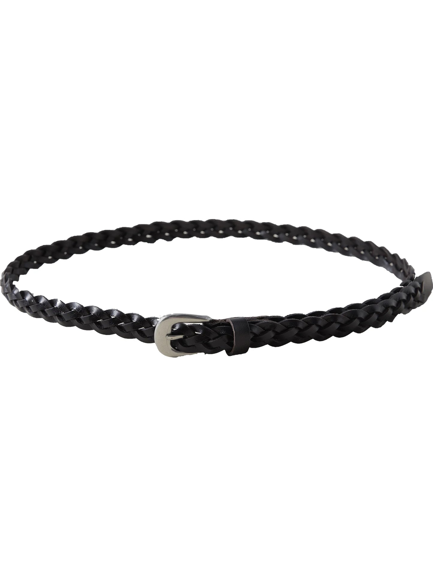 Braided Leather Buckle Belt