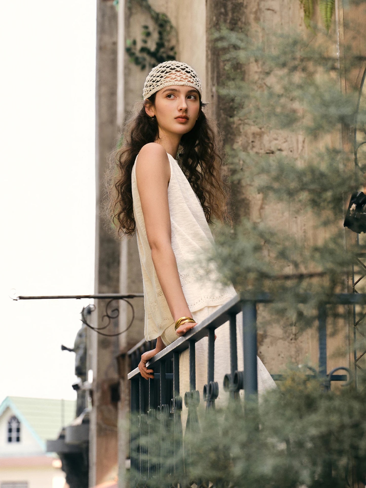 Crochet Knit Tank Skirt Set
