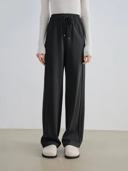 Black Drawstring Wide Leg Pants