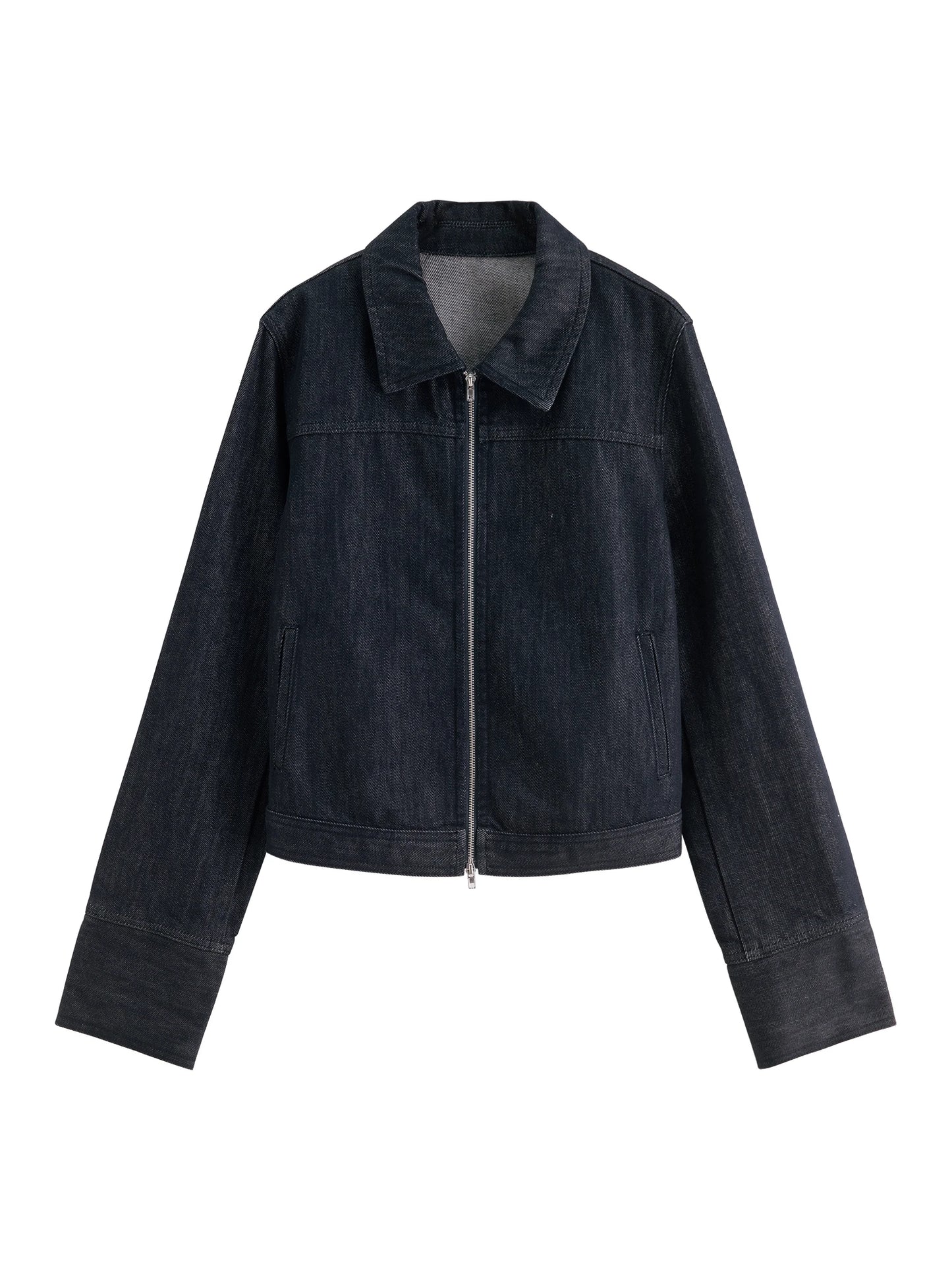 White Zip Front Denim Jacket