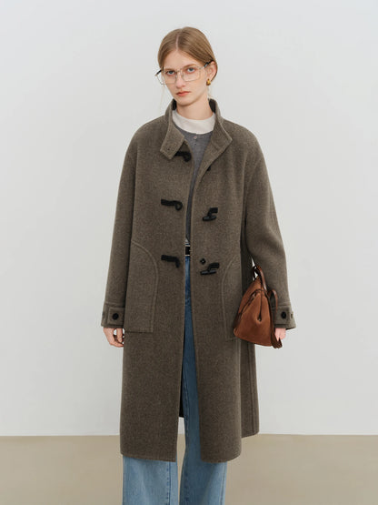 Camel Horn Button Stand Coat