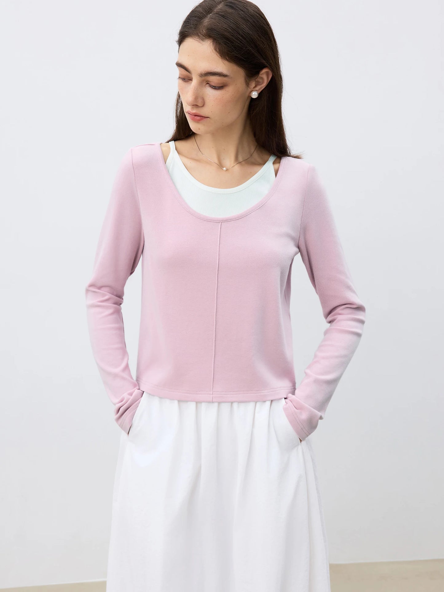 Pink Layered Scoop Neck Top