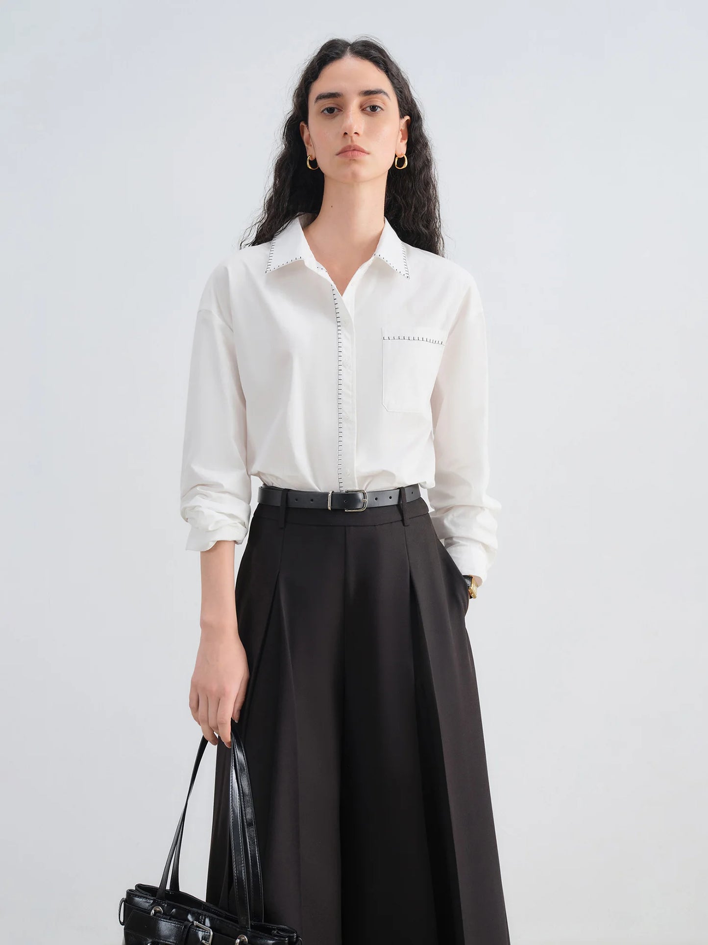 Pale Blue Contrast Trim Shirt