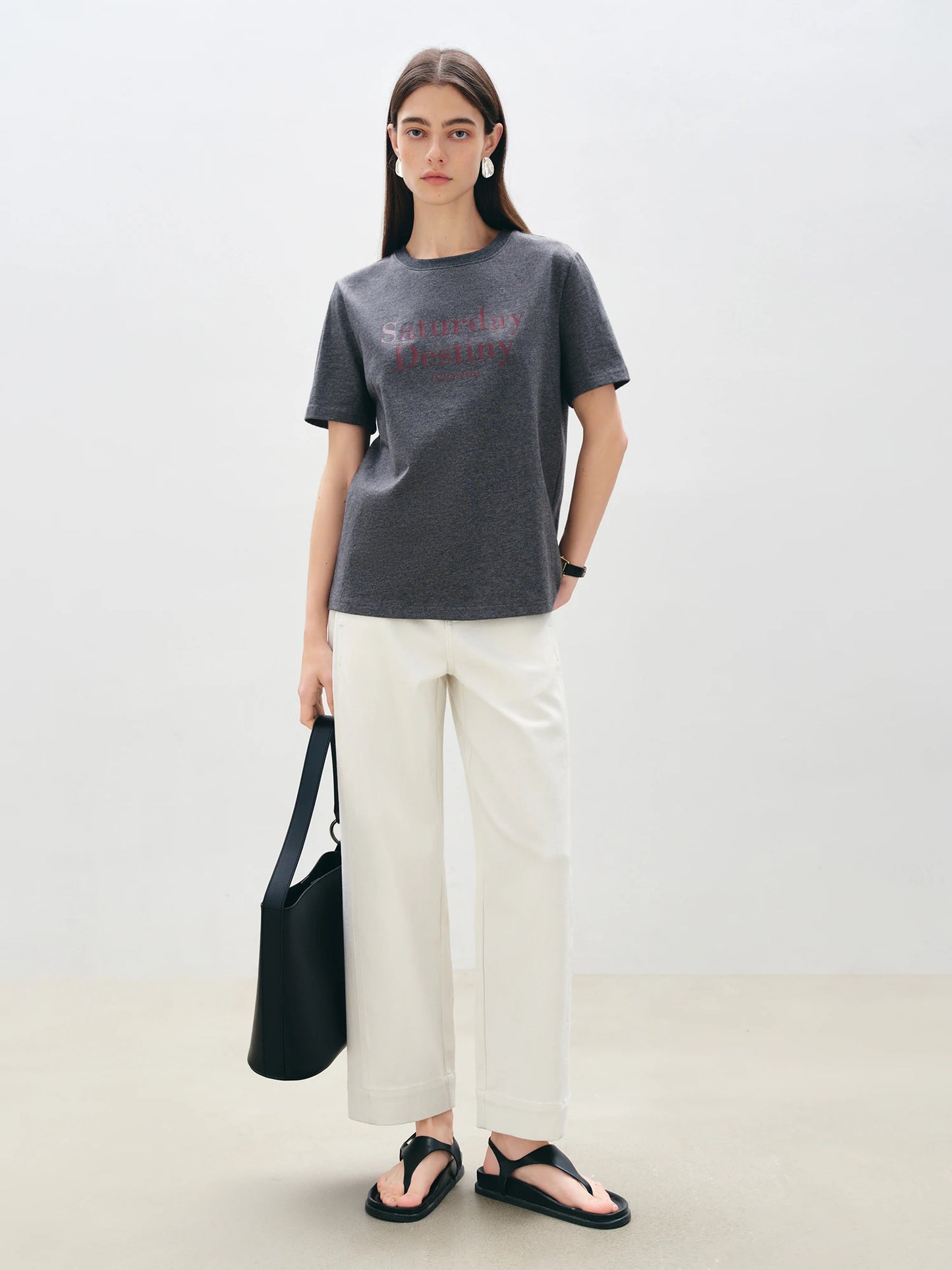 White Curved Hem Barrel Jeans