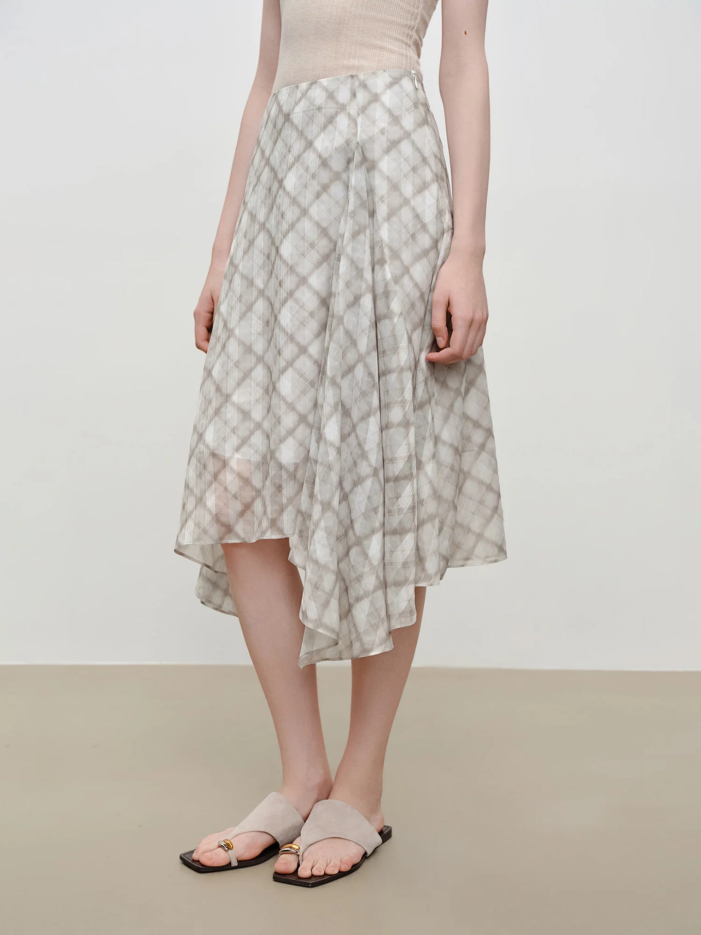 Checked Ruffle Collar Skirt Set