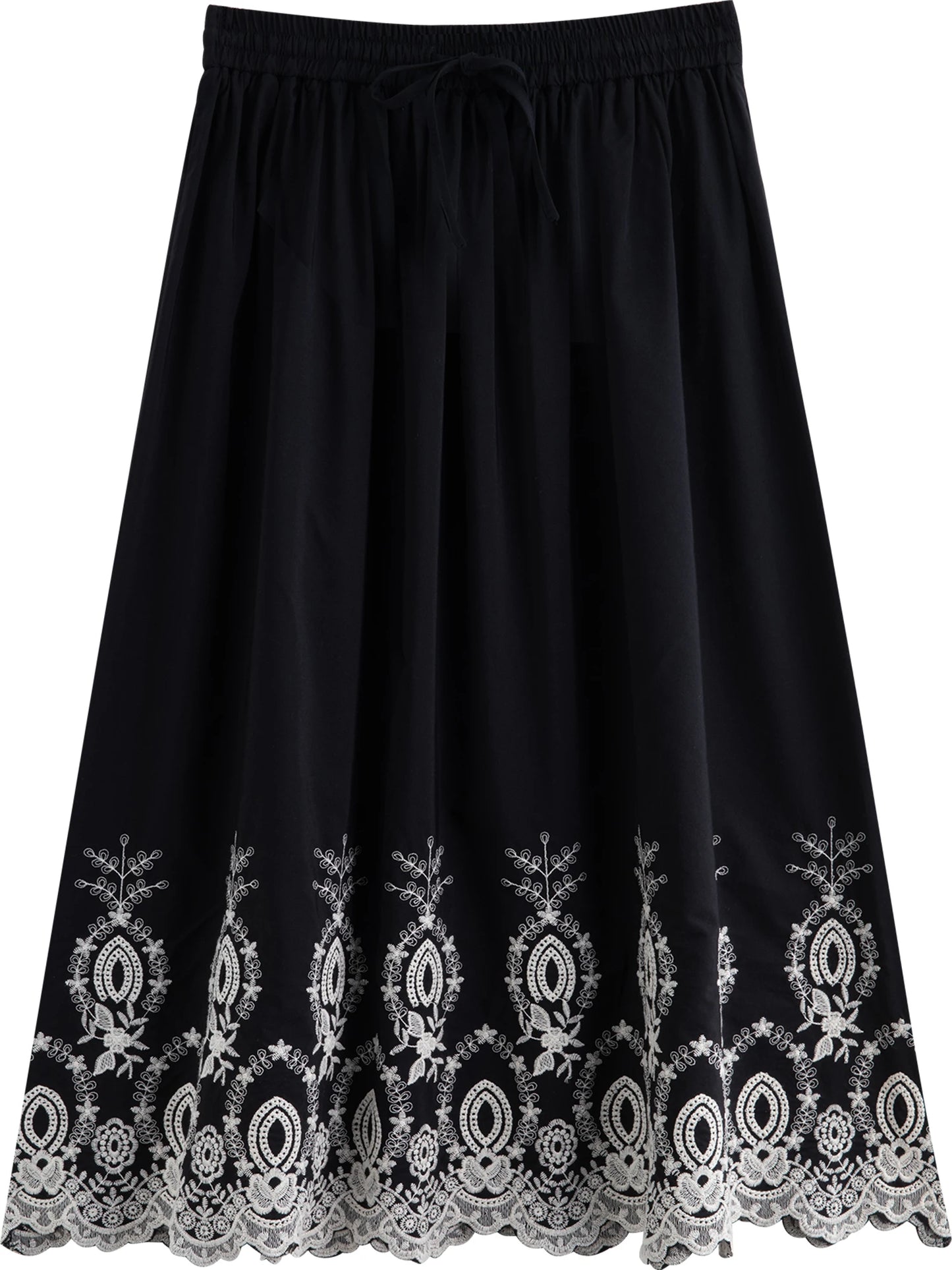 Black Embroidered Tank Skirt Set