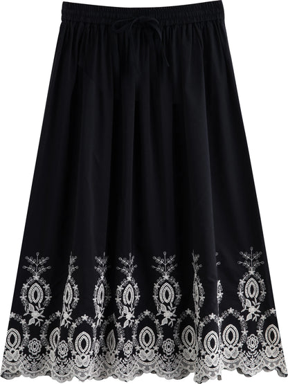 Black Embroidered Tank Skirt Set