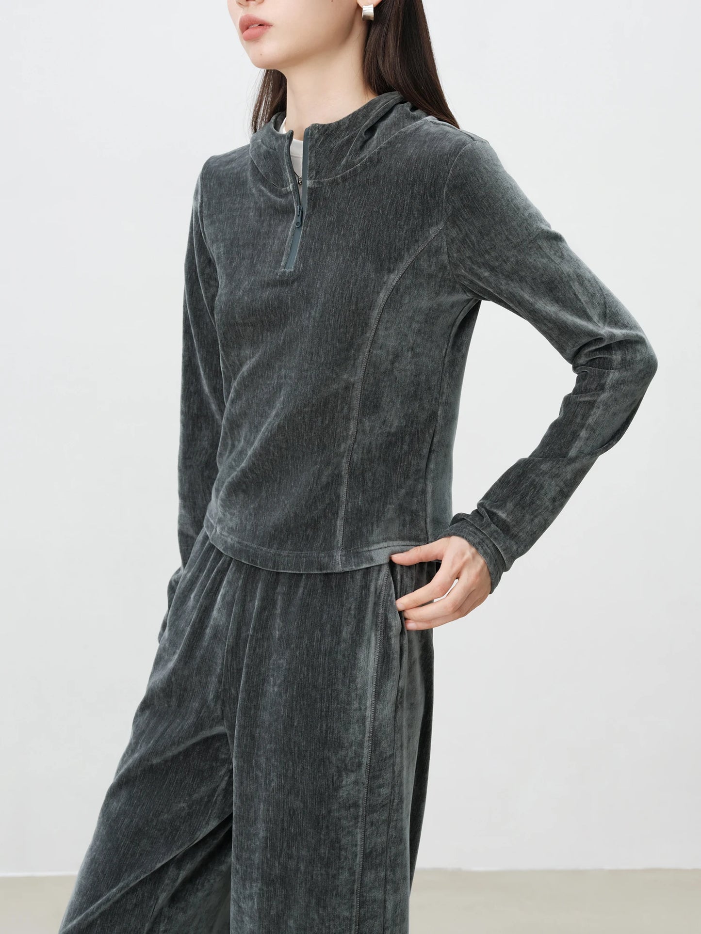 Velour Zip Hoodie Lounge Set