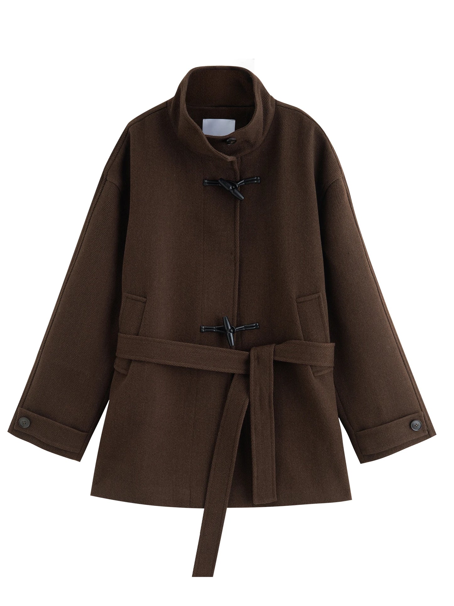 Brown Toggle Belted Coat