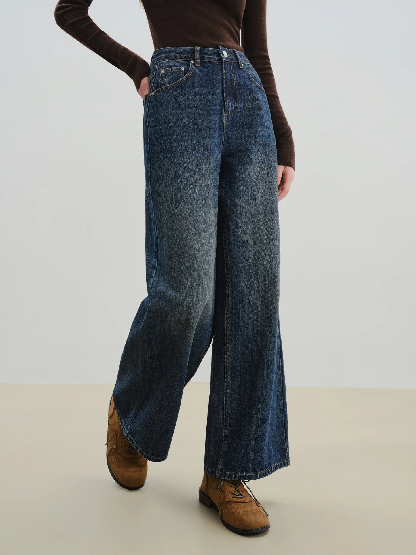 Dark Indigo Wide Leg Jeans