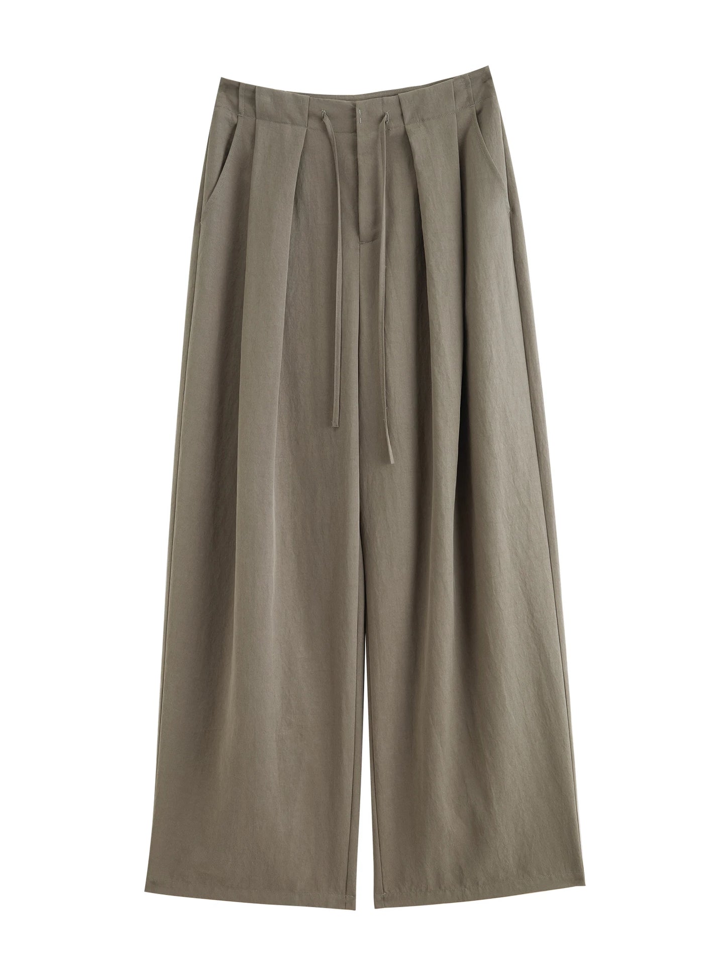 Charcoal Pleated Drawstring Pants