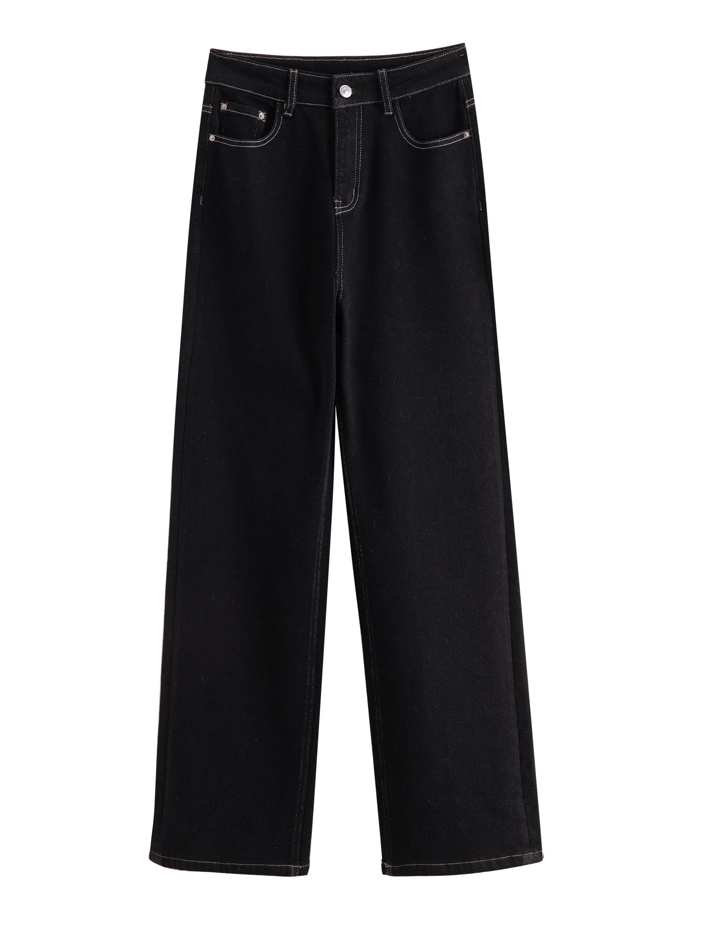 Black Straight Leg Denim Jeans