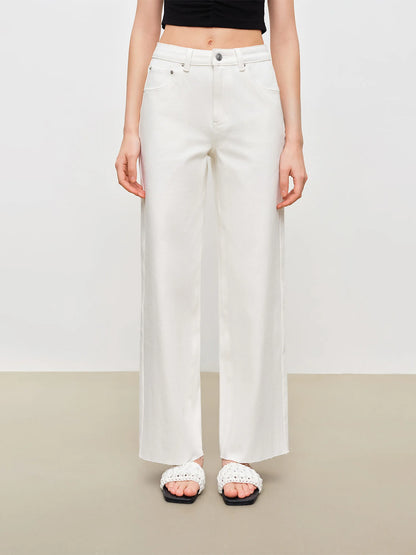White Raw Hem Cropped Jeans