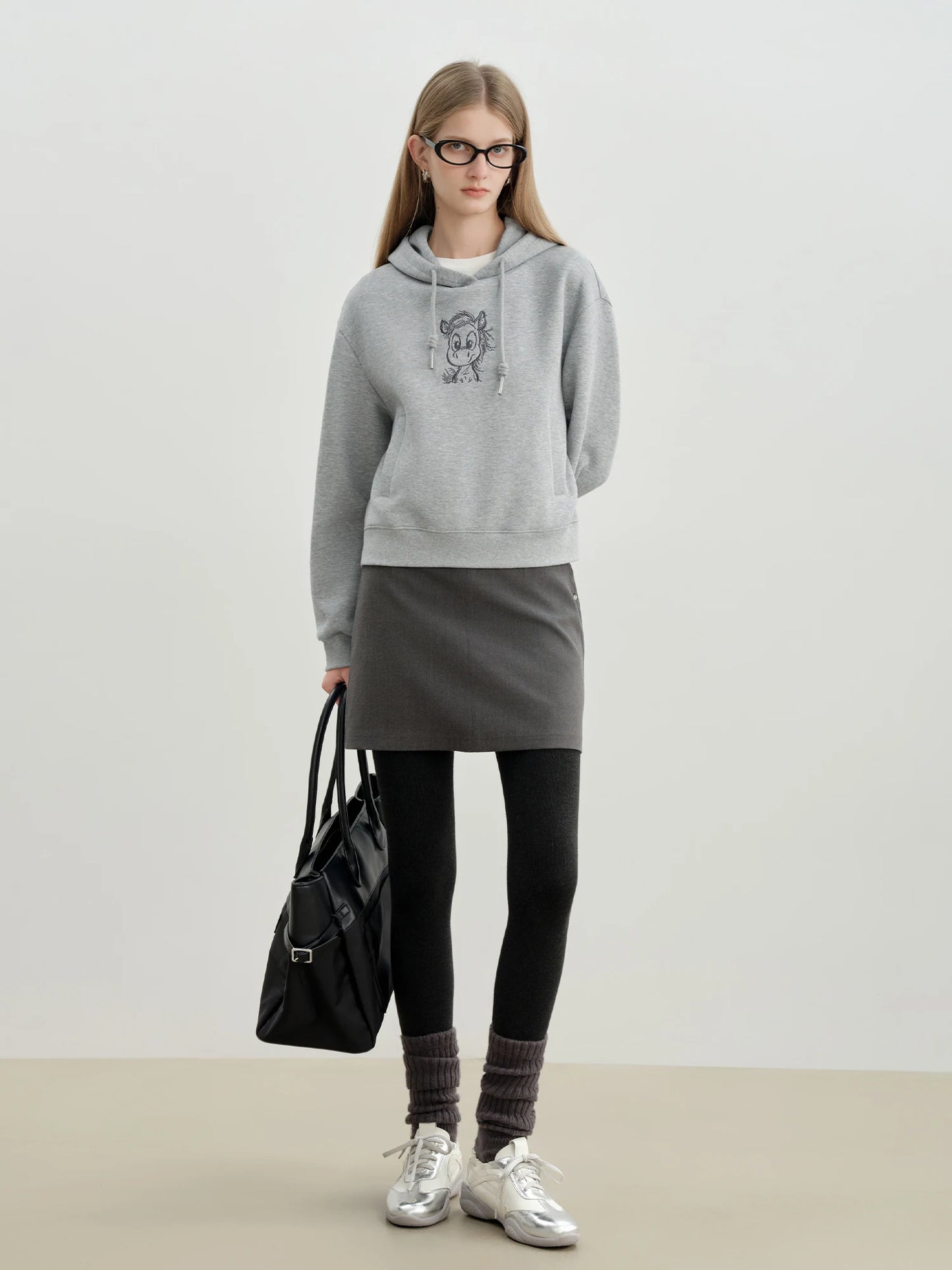 Gray Graphic Pullover Hoodie
