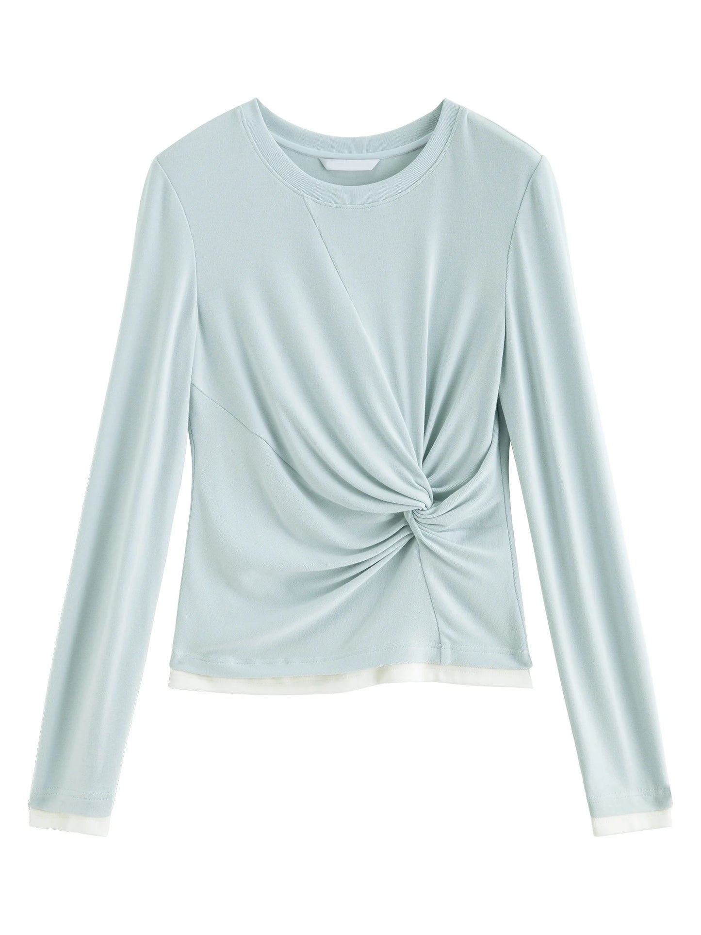 Mint Twist Front Long Sleeve Top