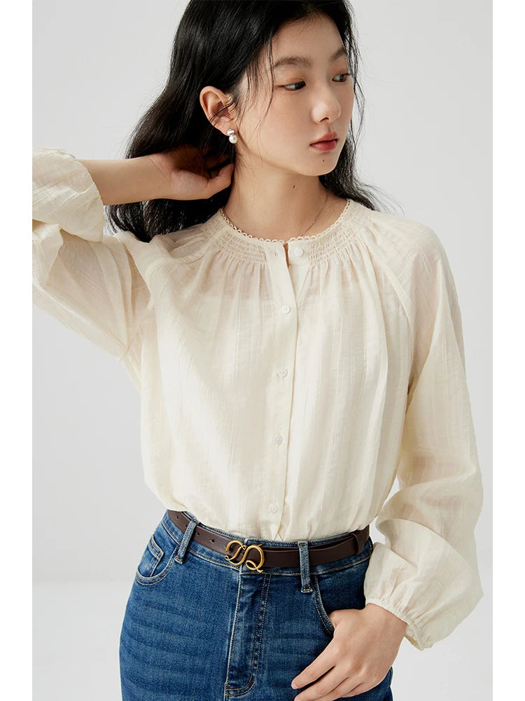 Ivory Suspenders Pleated Blouse
